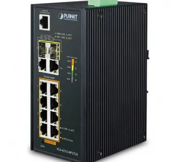 Planet Industrial 12-Port PoE Switch (8x GbE 802.3at PoE 2x GbE 2x 1G SFP Managed Switch - Umag
