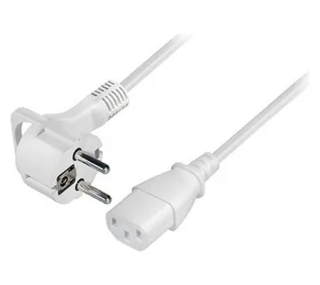 Transmedia Schuko plug flat to C13 jack 5m, White - Umag