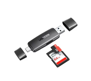 UGREEN čitač memorijskih kartica USB-C + A, TF/SD kartice, crni - Umag