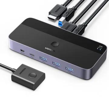 UGREEN CM664 KWM Switch, 3×HDMI 2.0 (4K@60Hz), 2×USB-C, 3× USB-A, 2×USB-B - Umag