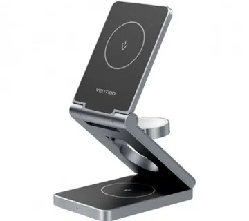 Vention 3-in-1 15W Wireless Charger Stand with MagSafe Gray - Umag