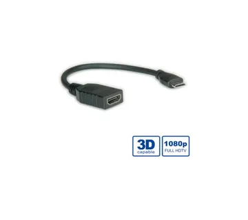 Roline VALUE HDMI High Speed kabel sa mrežom, TIP A (F) - TIP C (M) (mini), 0.15m - Umag
