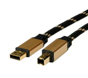Roline GOLD USB2.0 kabel TIP A/B M/M, 1.8m, crno/zlatni - Umag