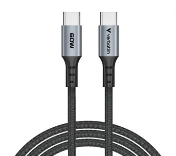 Verbatim Sync &amp; Charge kabel USB-C na USB-C, M/M, 60W PD3.0/QC3.0, crni, 1.2m - Umag