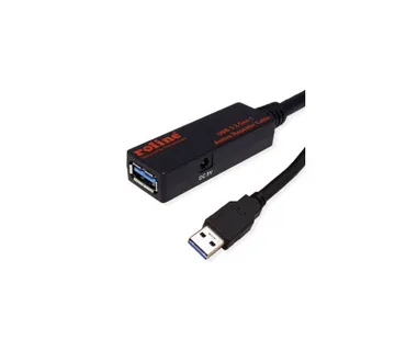Roline USB3.2 Gen1 aktivni produžni kabel sa ponavljačem, 10m, crni - Umag