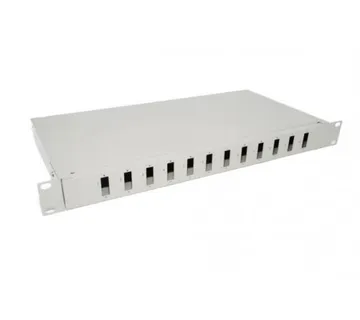 NFO Patch Panel 1U 19" - 12x SC Duplex, Closed, 1 tray, Light grey - Umag