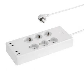 Transmedia Smart 6-way power strip with 4 USB charging ports (max. 5V 4A) - Umag