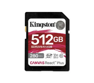 Kingston 512GB SDXC Canvas React Plus SDXC UHS-II 280R/150W U3 V60 - Umag