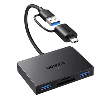 UGREEN 4-portni USB-C/A HUB 2xUSB-A, 1xSD, 1xTF, sivi - Umag