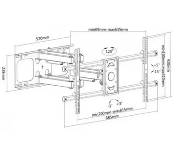 Manhattan TV nosač zidni 37"-90" do 75kg, crni - Umag