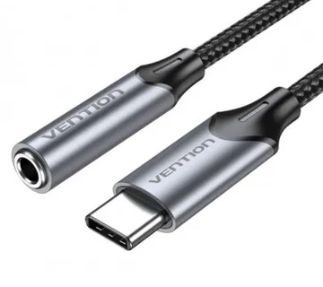 Vention USB-C Male to 3.5MM Earphone Jack With DAC Adapter 0.1M Gray - Umag