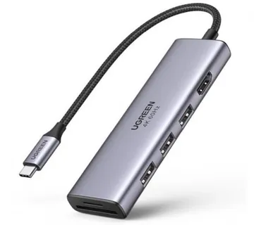 UGREEN 6-portni USB-C HUB 3xUSB-A 3.0, 1xHDMI 4K 60Hz, 1xSD, 1xTF, sivi - Umag