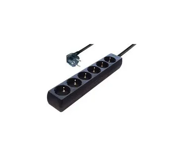 Transmedia 6-way Schuko Outlet power strip. Black - Umag