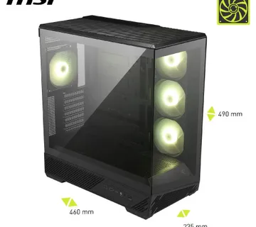 Chassis MAG PANO 130R PZ, ATX, Mid Tower, 4x Pre-installed 12mm ARGB Fan, 460 x 232 x 490 mm, Black - Umag