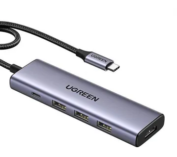 UGREEN 5-portni USB-C HUB 3x USB-A 3.2, 1xUSB-C PD, 1xHDMI 4K 30 fps, sivi - Umag