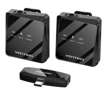 Vention USB-C 2-Pack Wireless Lavalier Microphone Black Type - Umag
