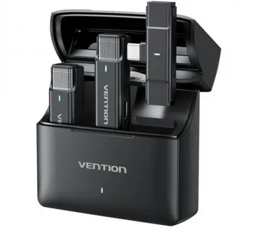 Vention USB-C 2-Pack Wireless Lavalier Microphone with Charging Case Black Type - Umag