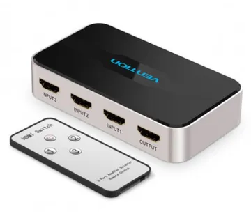 Vention HDMI Switch 3 In 1 Out Gray Metal Type - Umag