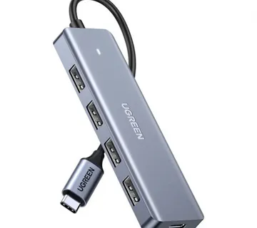 UGREEN 4-portni USB-C HUB 4xUSB-A 3.0 + USB-C power port, sivi - Umag