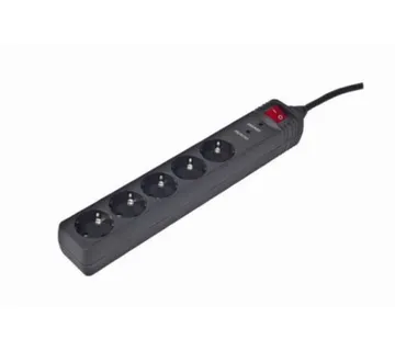 Gembird Surge protector, 5 sockets, 4,5m, black - Umag