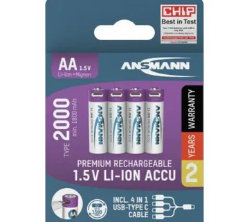 Ansmann Li-Ion batteries AA type 2000 (min. 1800 mAh) 4pcs. paper blister - Umag