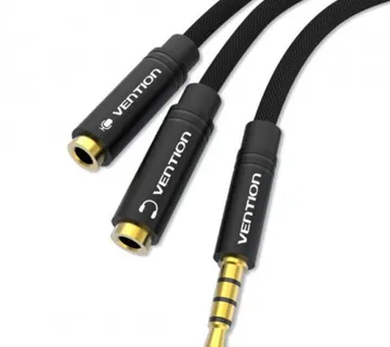 Vention 3.5mm Male to 2*3.5mm Female Stereo Splitter Cable 0.3M Black - Umag