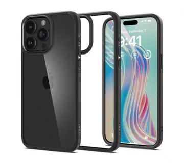 Spigen Crystal Hybrid, matte black - iPhone 15 Pro Max (ACS06449) - Umag