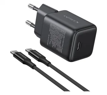 UGREEN zidni punjač 30W, USB-C, GaN, crni + USB-C kabel, 1m - Umag
