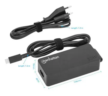 Manhattan punjač za laptop 65W USB-C, crni - Umag