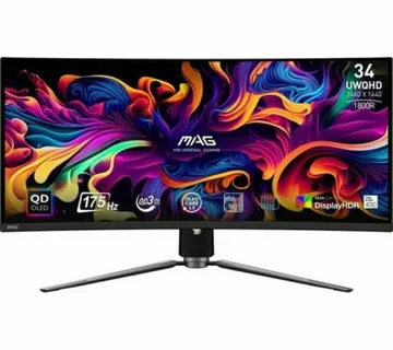 MSI MAG 341CQP QD-OLED Curved Gaming Monitor, 34", QD-OLED, 175Hz UWQHD (3440x1440), 21:9, 0.03ms GT - Umag