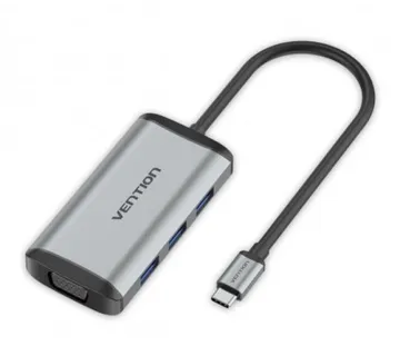 Vention Multi-function USB-C to HDMI VGA USB3.0*3 PD Docking Station, 0.15m - Umag