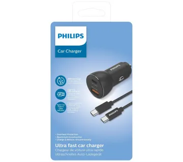 Philips auto punjač, USB-A/USB-C, 36W + kabel - Umag