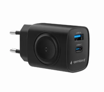 Gembird 2-in-1 20 W Apple Watch phone fast charger, black - Umag