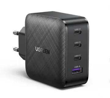 UGREEN GaN Tech zidni punjač 65W, 1×USB-A/3×USB-C, PD3.0/QC4.0+, crni - Umag