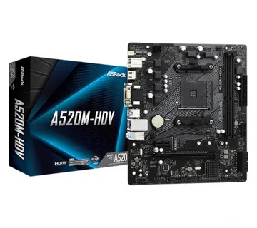 Asrock MB A520M-HDV, S. AM4, 2xDDR4/4733(OC), PCIe 3.0, G-LAN, VGA/DVI-D/HDMI, mATX - Umag