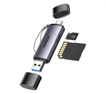 UGREEN čitač memorijskih kartica, TF/microSD/SD kartice, USB-C/USB-A - Umag
