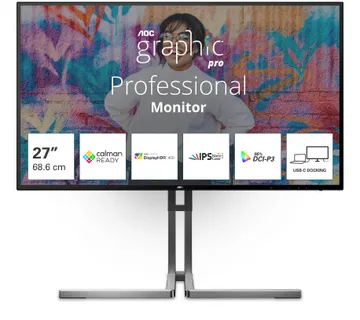 AOC U27U3CV, 27", 4K, HDMI, DP, USB-C, RJ45, Calma - Umag