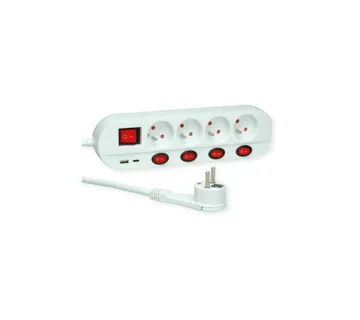 Roline naponska letva, 4 utičnice sa individualnim prekidačima, 1×USB A/1×USB C, 1.5m - Umag