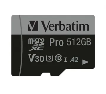 Verbatim memorijska kartica PRO Micro SDXC 512GB, U3, A2, V30, Class 10 Card + adapter - Umag
