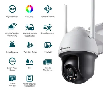 TP-Link VIGI 4MP Outdoor Full-Color Wi-Fi Pan Tilt Network Camera (4mm) - Umag