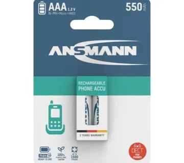 Ansmann Dect NiMH Rechargeable battery AAA HR03 550 mAh maxE 2 pcs - Umag