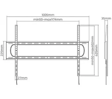 Manhattan TV nosač zidni 60"-120" do 120kg, crni - Umag