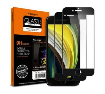 Spigen Glass zaštitno staklo za ekran telefona, 2 kom, crno - iPhone SE (2022/2020)/8/7 - Umag