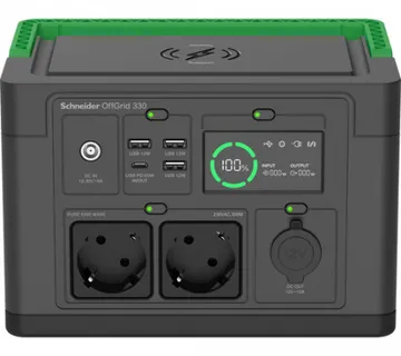 Schneider OffGrid Portable Power Station 330, 332Wh Lithium-ion, 2 Schuko, Sinewave - Umag