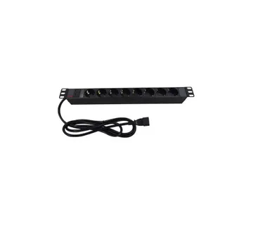 Roline strujna priključnica 19", 8×Schuko, IEC3200 C14(M) UPS priključak kabela, 2.0m, crna - Umag