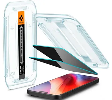 Spigen Glass tR EZ Fit (Privacy) 2 Pack, zaštitno staklo za ekran telefona 2 kom - iPhone 17/16 Pro/17 (AGL07929) - Umag