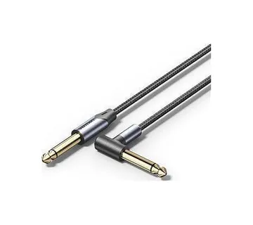 Vention Cotton Braided 6.35mm TS Male to Male Right Angle Audio Cable 10m, Gray - Umag