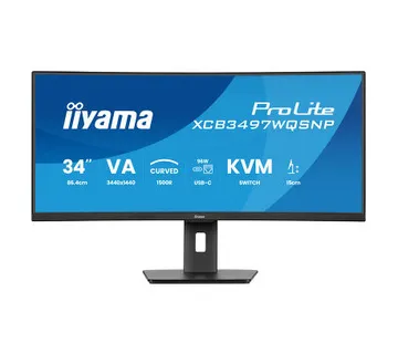 IIYAMA 34" XCB3497WQSNP-B1 UWQHD (3440×1440) zakrivljeni VA, 21:9, 350cd/m2, 3000:1, 2×HDMI/DP, USB-C Dock, RJ45, KVM switch - Umag