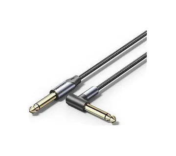 Vention Cotton Braided 6.35mm TS Male to Male Right Angle Audio Cable 3m, Gray - Umag