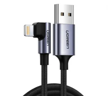 UGREEN Lightning na USB-A (M), kutni 90°, pleteni kabel MFi, 1m - Umag